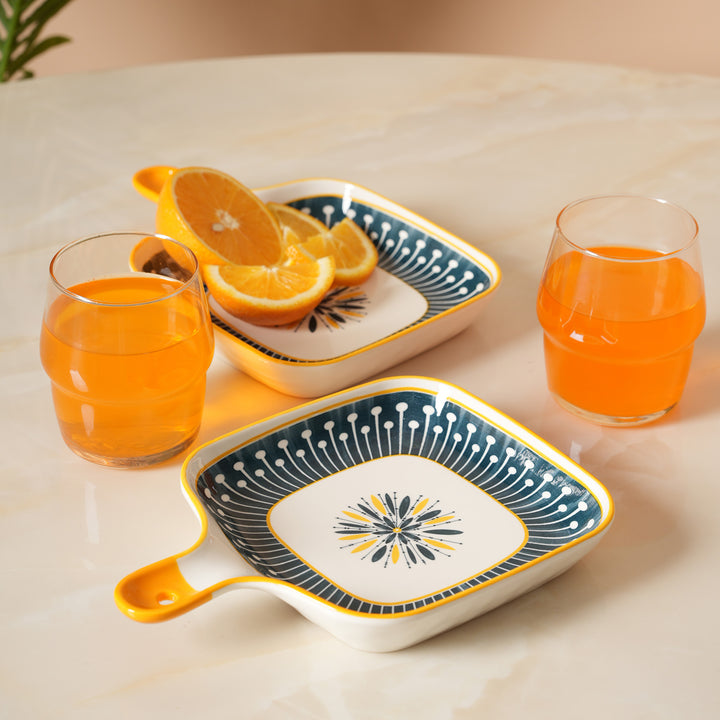 Modern Starburst Pattern Snack Platter with Handle