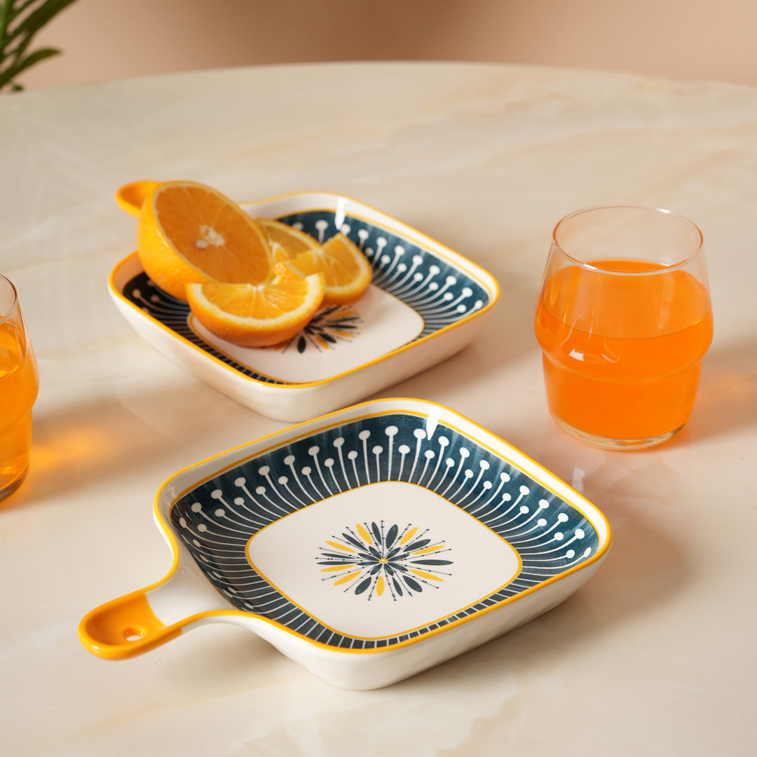 Modern Starburst Pattern Snack Platter with Handle