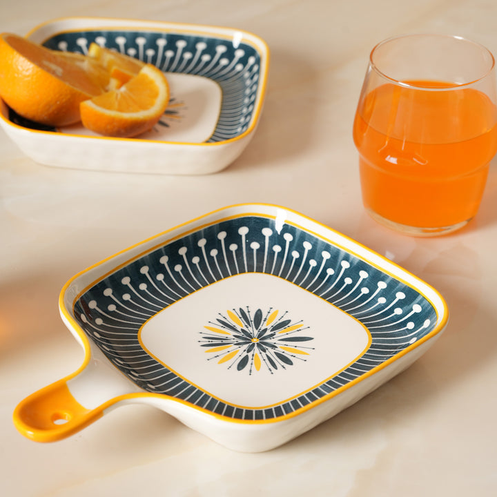 Modern Starburst Pattern Snack Platter with Handle