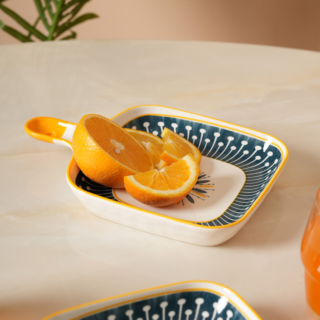 Modern Starburst Pattern Snack Platter with Handle