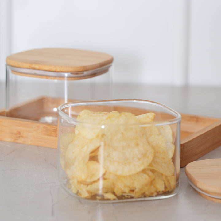 Glass Jar Storage Containers 500ML with Tray | Airtight