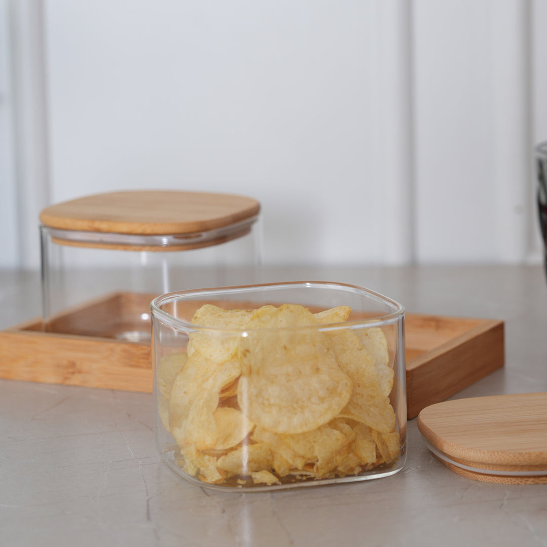 Glass Jar Storage Containers 500ML with Tray | Airtight