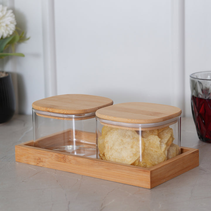 Glass Jar Storage Containers 500ML with Tray | Airtight