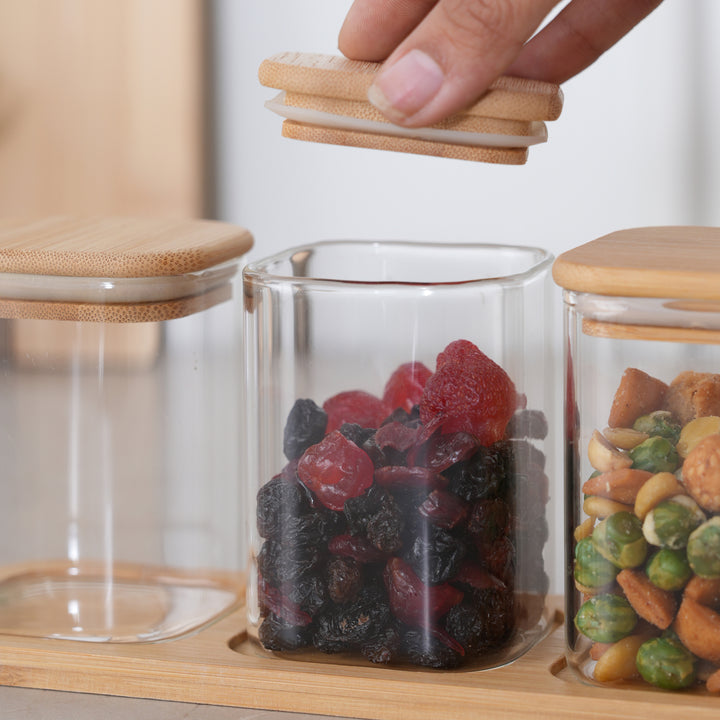 Glass Jar Storage Containers 230ML with Tray | Airtight