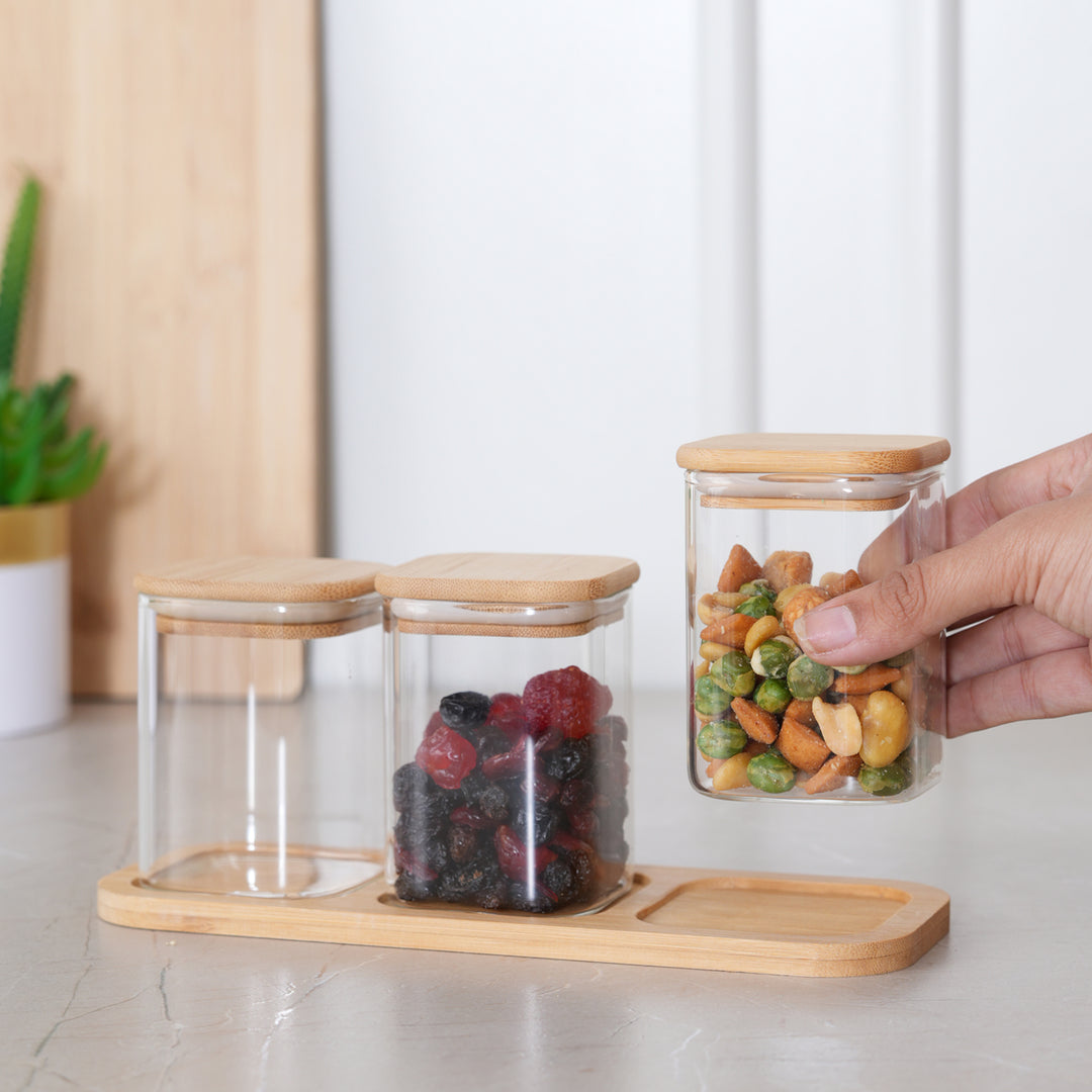 Glass Jar Storage Containers 230ML with Tray | Airtight