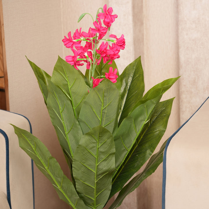 Modern Vertical Accent Plant in Textured Sculptural Base