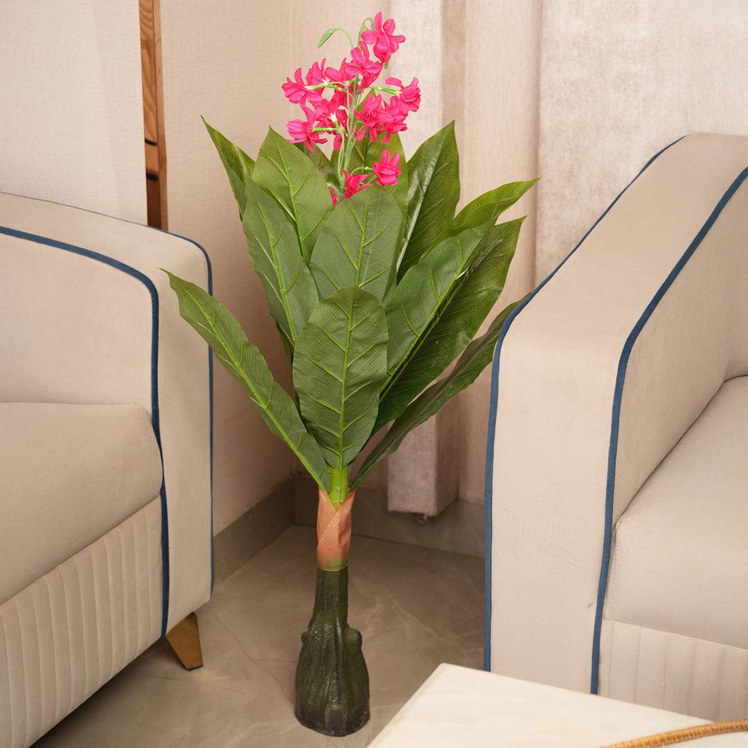 Modern Vertical Accent Plant in Textured Sculptural Base