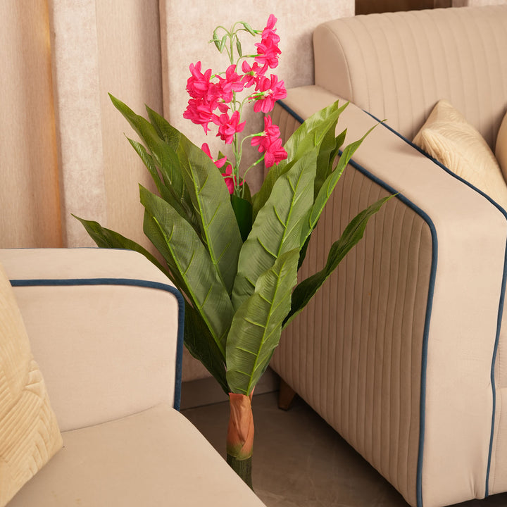 Modern Vertical Accent Plant in Textured Sculptural Base