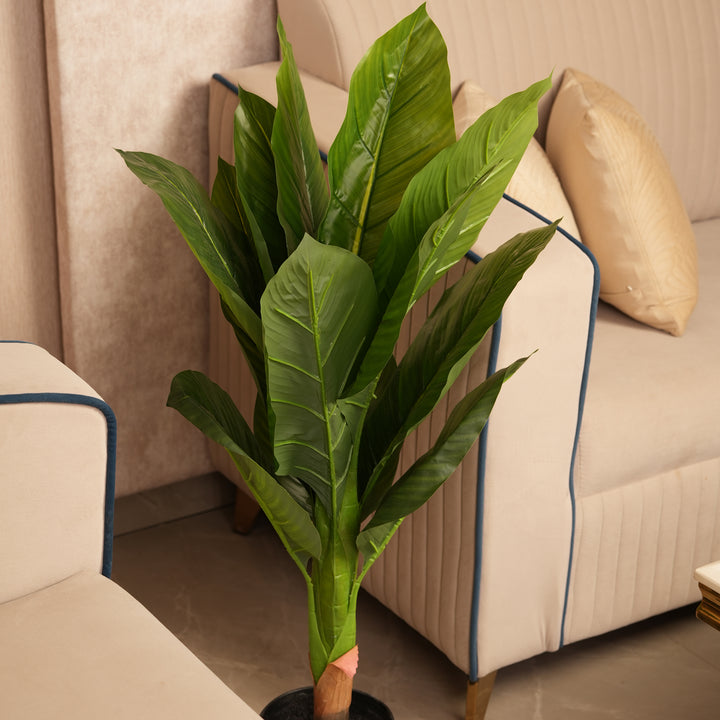 Vertical Botanical Accent in  Tapered Base — Lush Greenery with Vibrant Floral Peaks