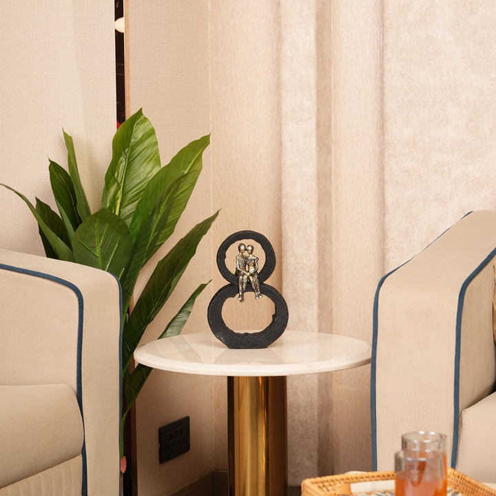 Gold-Effect Abstract Couple Statue on Infinity Ring Base
