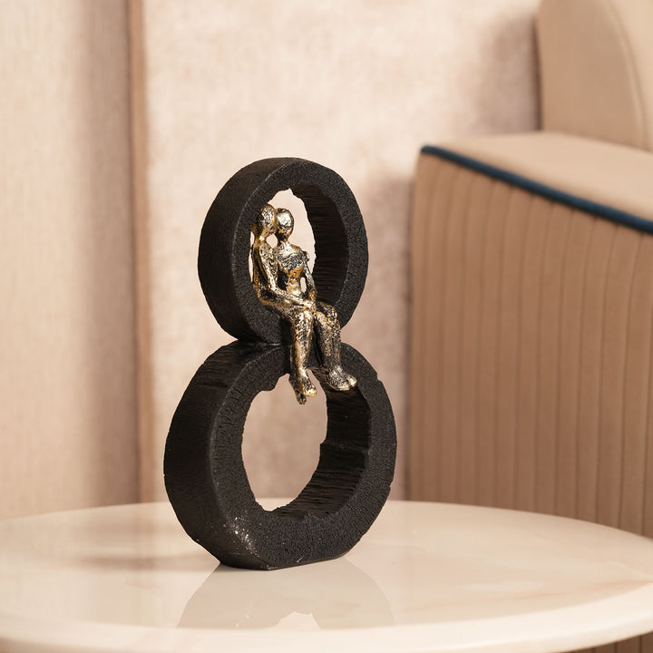 Gold-Effect Abstract Couple Statue on Infinity Ring Base