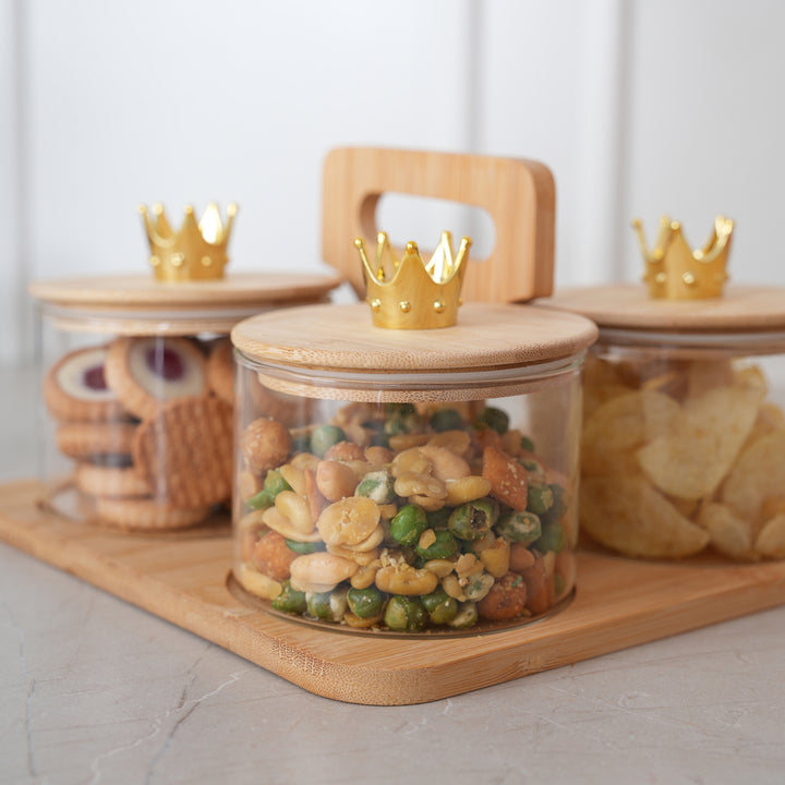Glass Jar Storage Containers 500ML with Bamboo Tray | Airtight