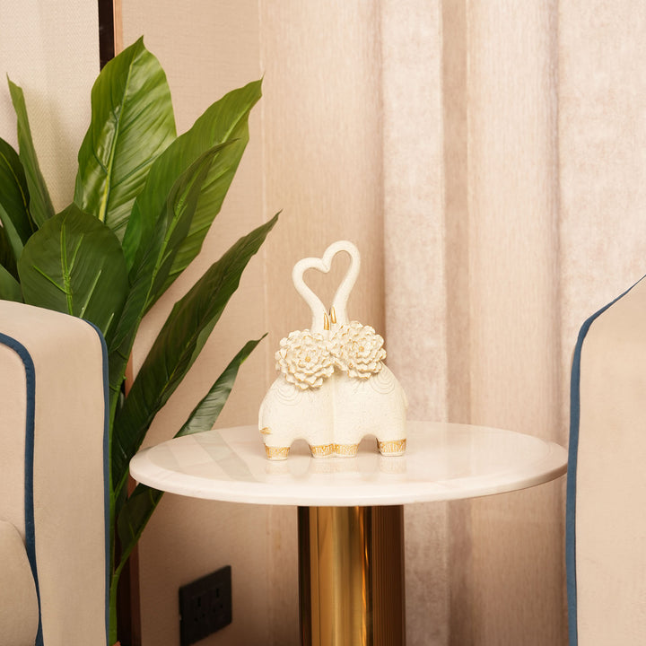 Embracing Elephant Couple Heart Trunk Figurine