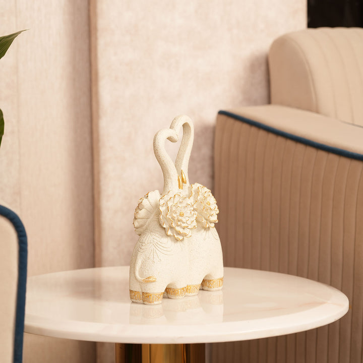 Embracing Elephant Couple Heart Trunk Figurine