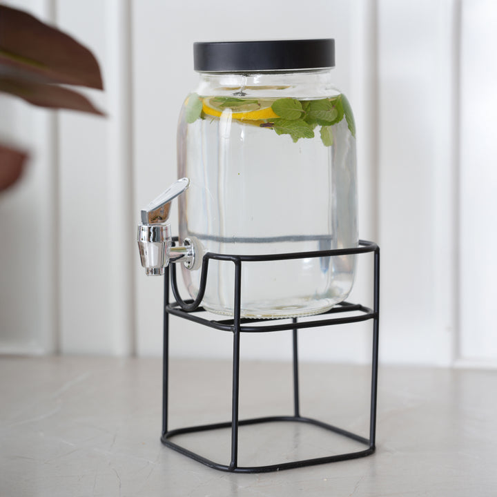 Beverage Glass Dispenser 1500ML with Metal Stand and Tap