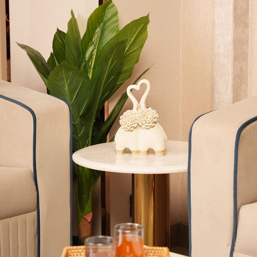 Embracing Elephant Couple Heart Trunk Figurine