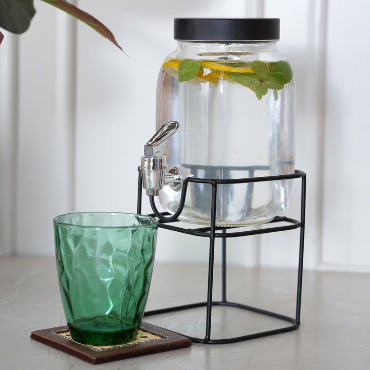 Beverage Glass Dispenser 1500ML with Metal Stand and Tap