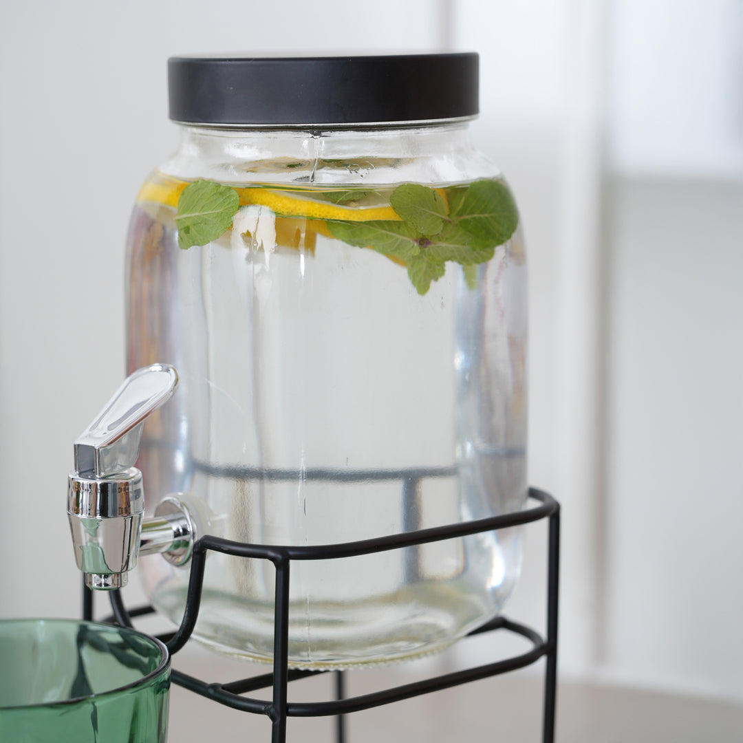 Beverage Glass Dispenser 1500ML with Metal Stand and Tap