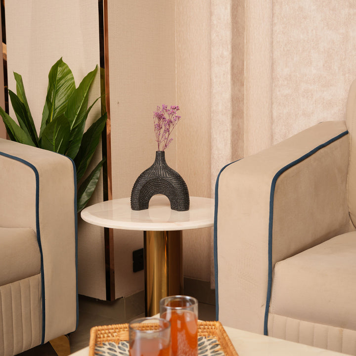 Modern Textured Speckle-Glazed Black Arch Vase