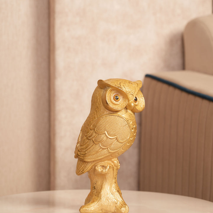 Golden Owl Statue - Symbol of Wisdom and Knowledge - Medium
