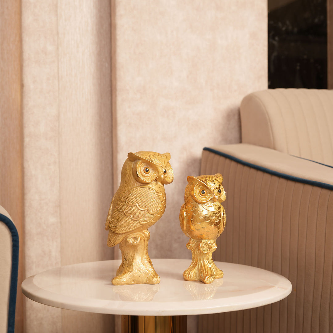 Golden Owl Statue - Symbol of Wisdom and Knowledge - Medium