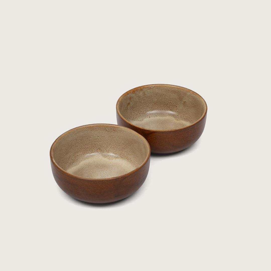 Rustic Brown Speckled Glaze Large Ceramic Serving Bowl Set of 2