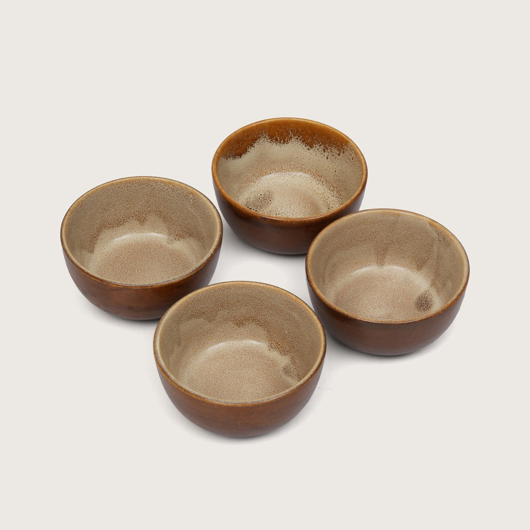 Rustic Earth Toned Ceramic Small Dal Bowls Set of 4