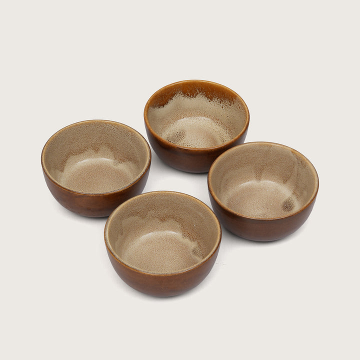 Rustic Earth Toned Ceramic Small Dal Bowls Set of 4