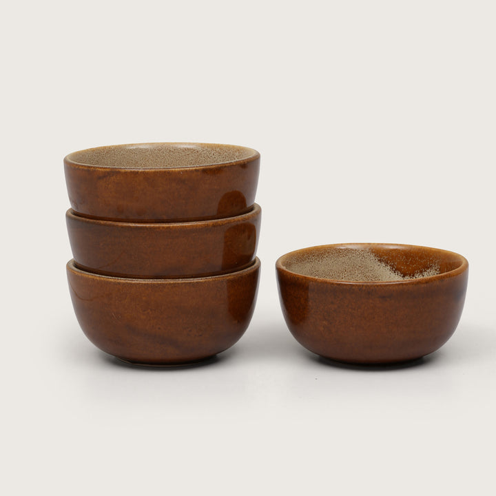Rustic Earth Toned Ceramic Small Dal Bowls Set of 4