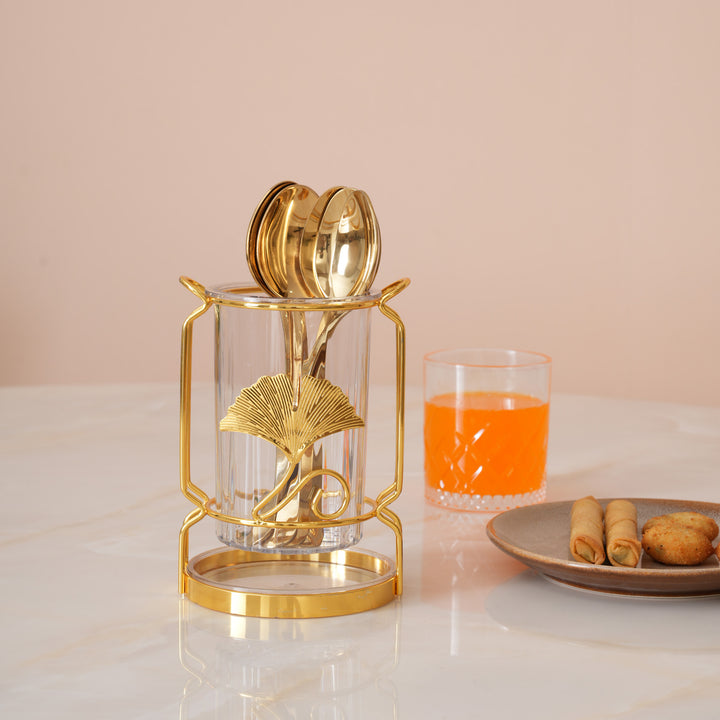 Luxury Gold Ginkgo Leaf Utensil Holder