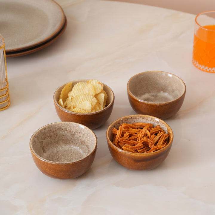 Rustic Earth Toned Ceramic Small Dal Bowls Set of 4