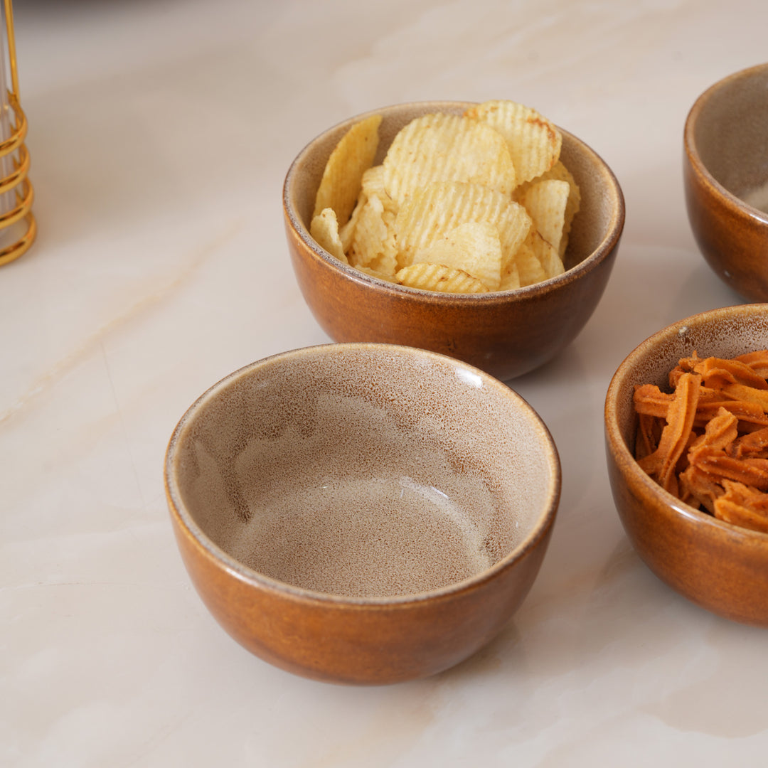 Rustic Earth Toned Ceramic Small Dal Bowls Set of 4
