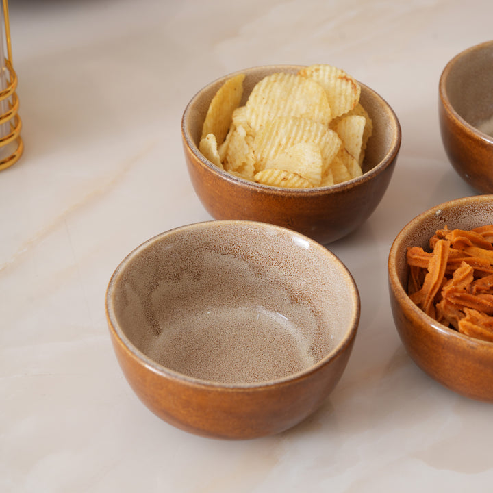 Rustic Earth Toned Ceramic Small Dal Bowls Set of 4