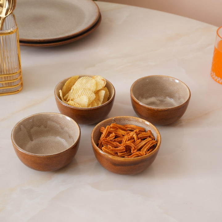Rustic Earth Toned Ceramic Small Dal Bowls Set of 4