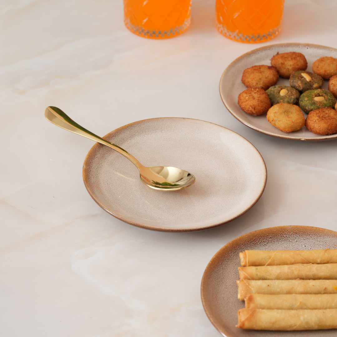 Rustic Earth Toned Ceramic Speckled Quarter Plates Set of 4