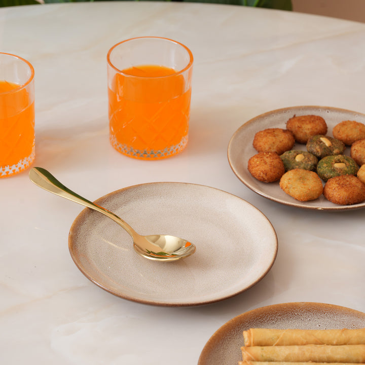 Rustic Earth Toned Ceramic Speckled Quarter Plates Set of 4