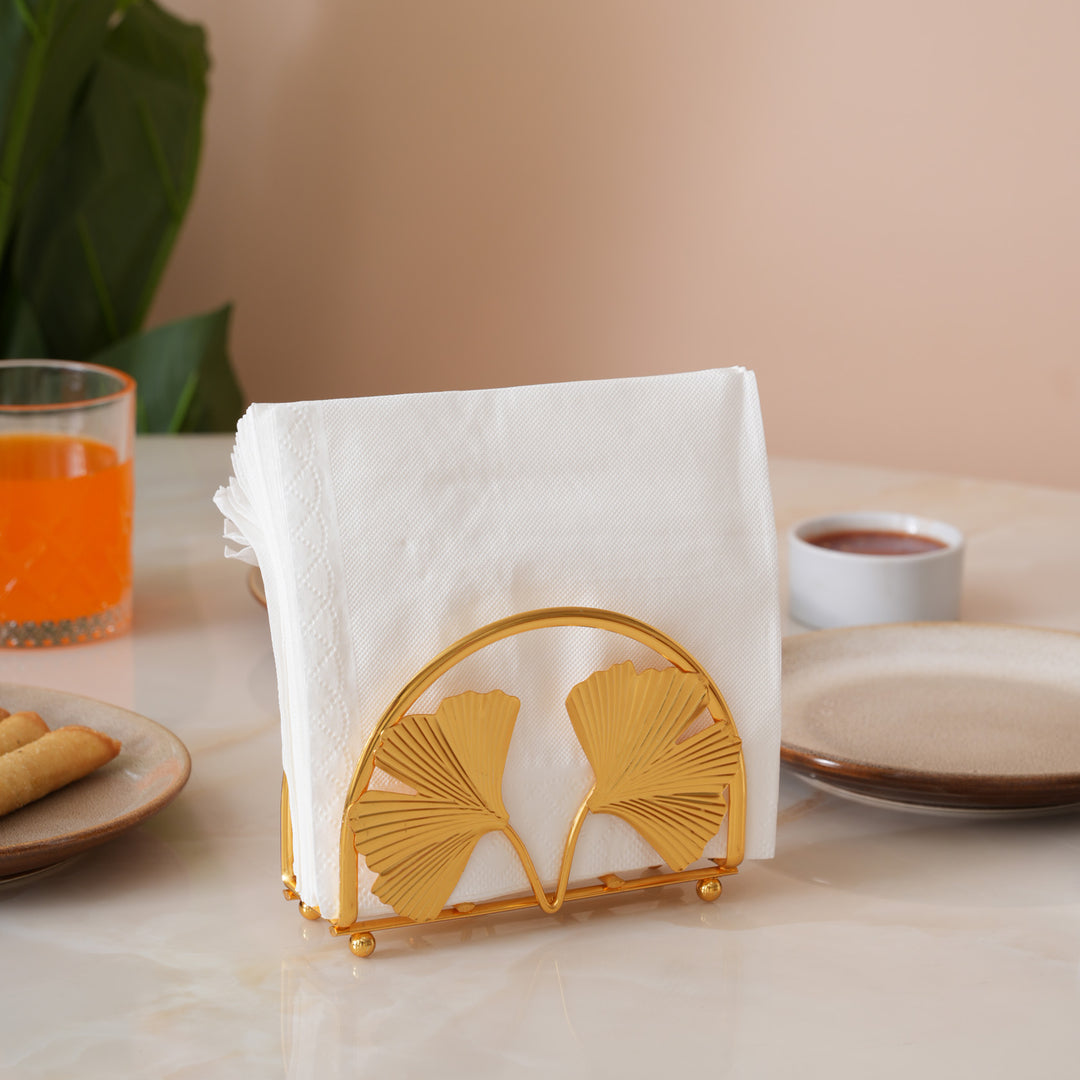 Gingko Leaves Napkin Holder With Metal Frame
