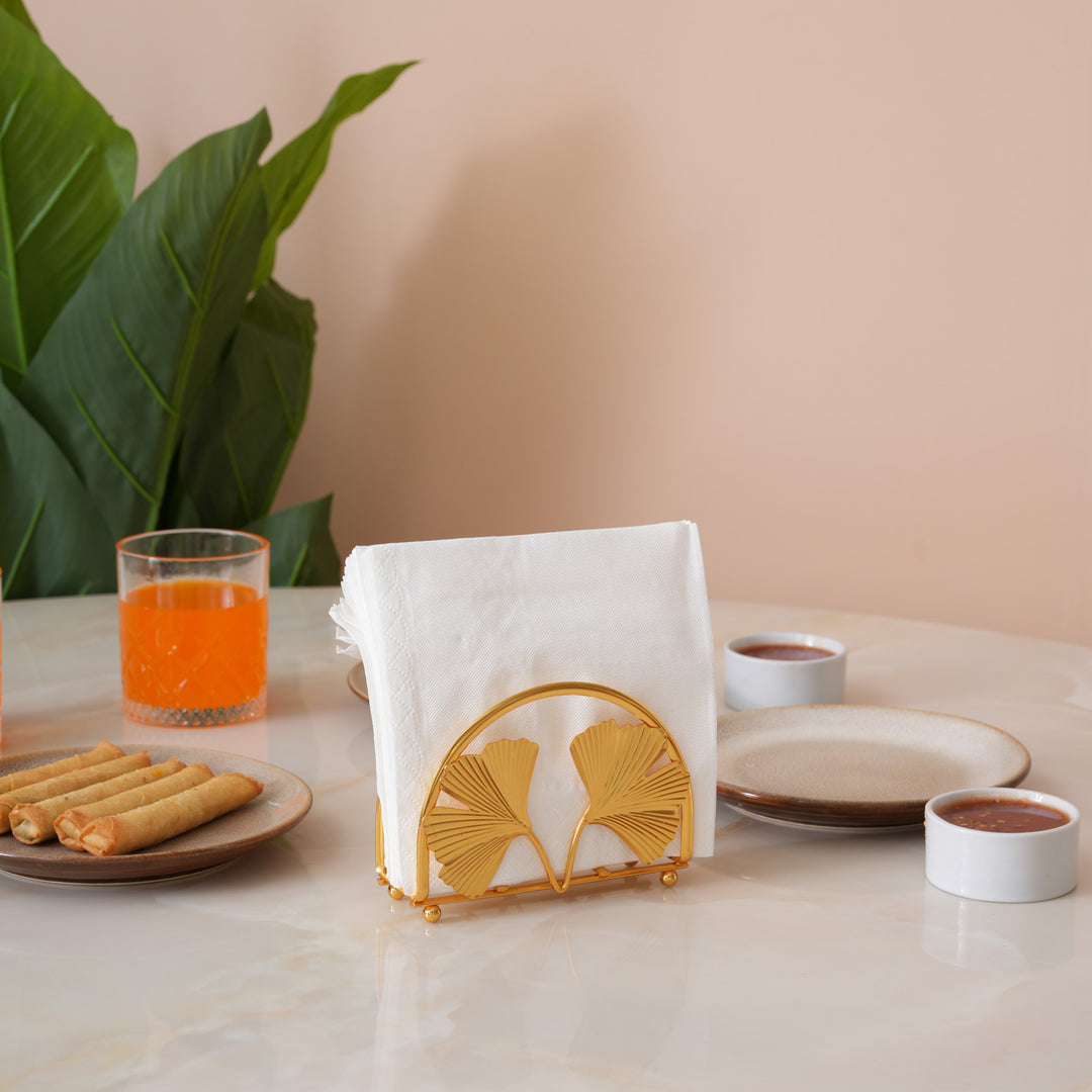 Gingko Leaves Napkin Holder With Metal Frame