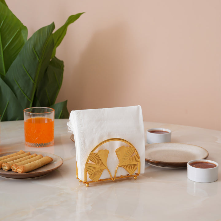 Gingko Leaves Napkin Holder With Metal Frame