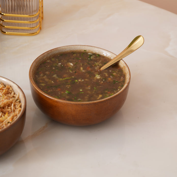 Rustic Brown Speckled Glaze Large Ceramic Serving Bowl Set of 2