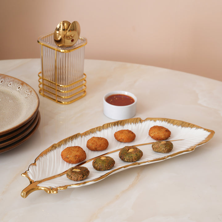 Creamic Gold Rim Leaf Platter