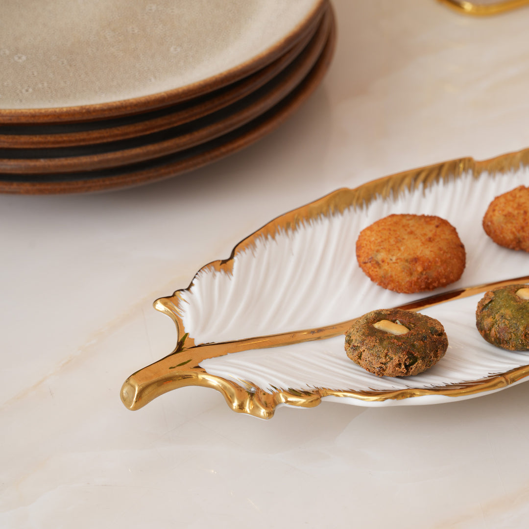 Creamic Gold Rim Leaf Platter