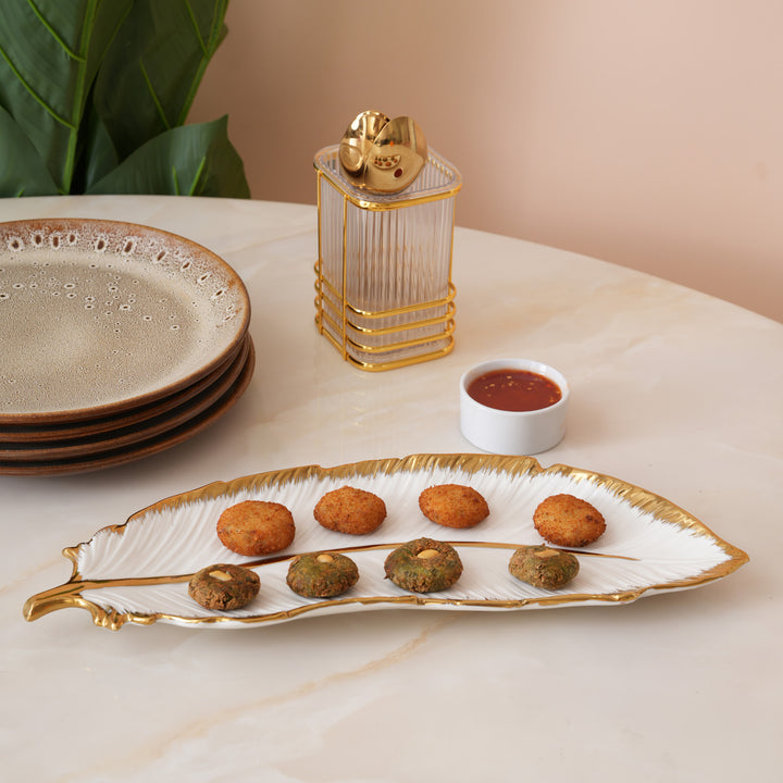 Creamic Gold Rim Leaf Platter