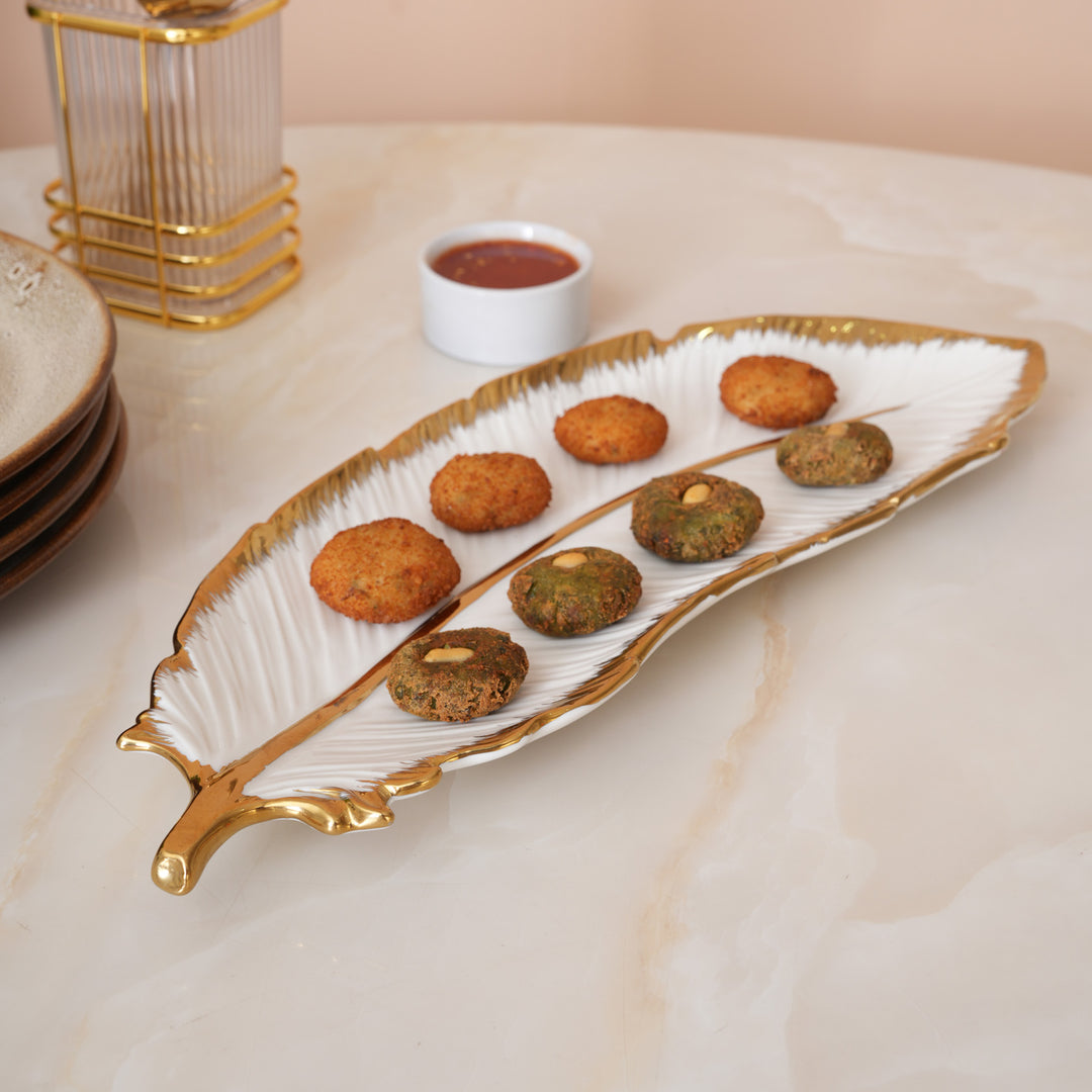 Creamic Gold Rim Leaf Platter