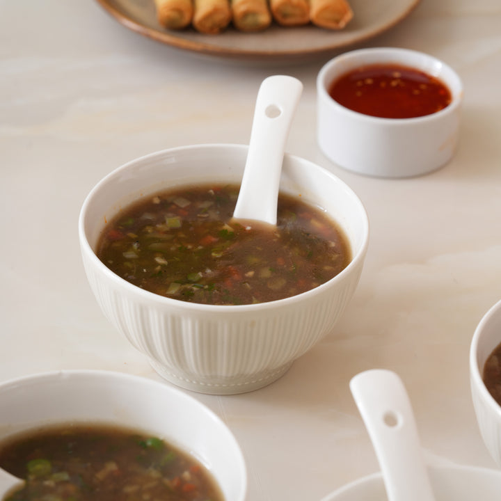 Premium Ribbed Gourmet Soup Bowl With Spoons