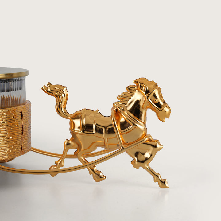 Gilded Chariot Serving Set - Set of 3 Glass Jars in Gold Carriage