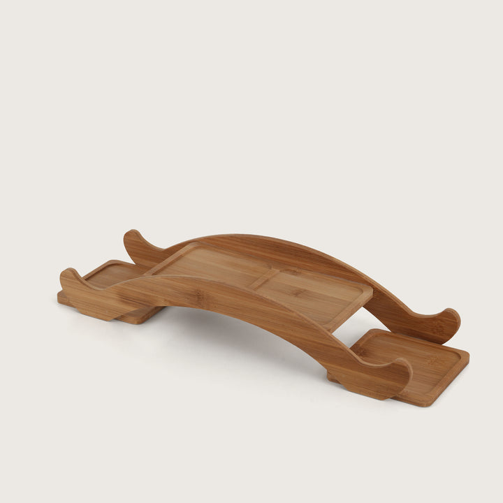 Bridge Collection Ribbed Glass Spice Set with Bamboo Arc Stand Set of 5