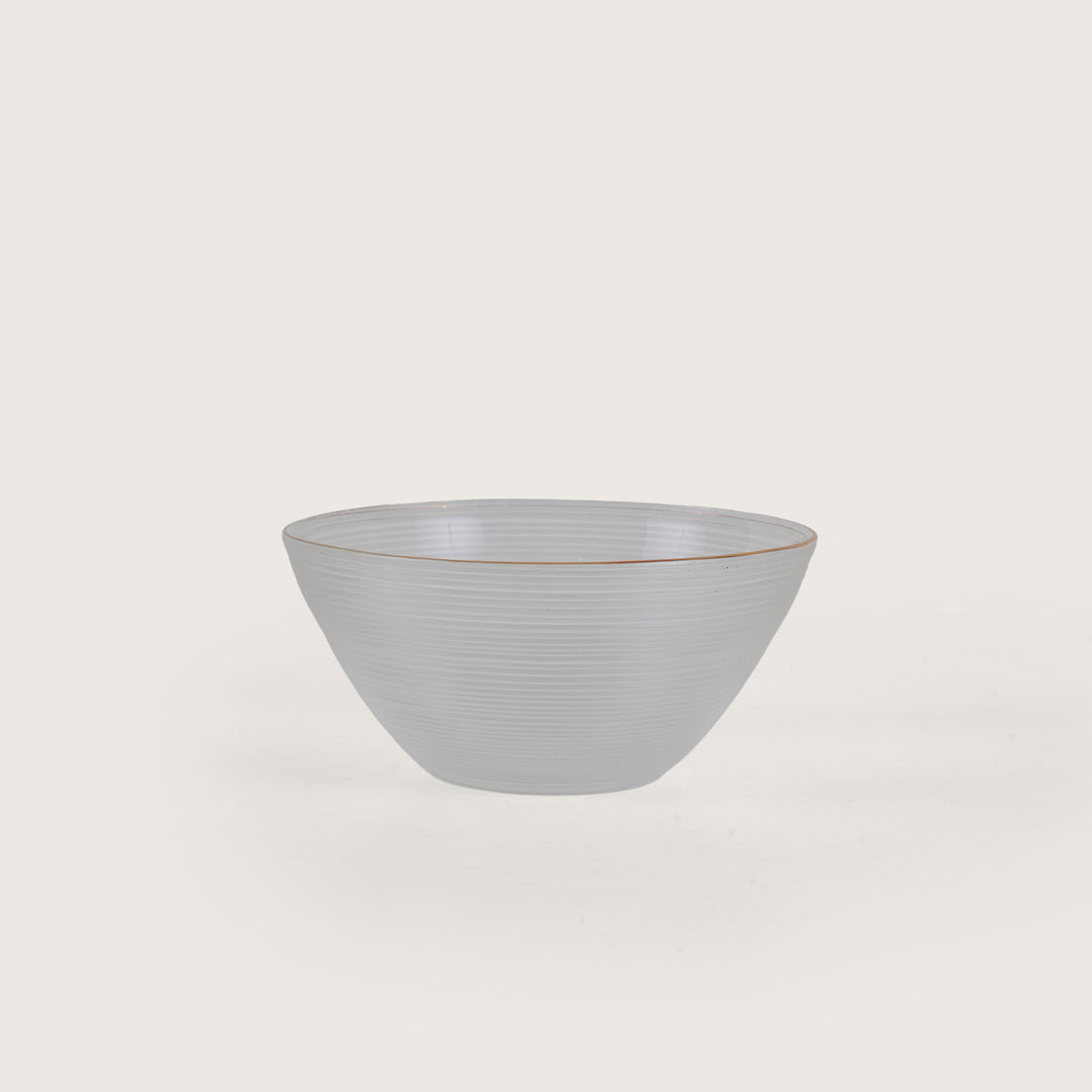 Luxe Glass Serving Bowl Set with Gold Rim – 1 Large Bowl & 6 Individual Bowls