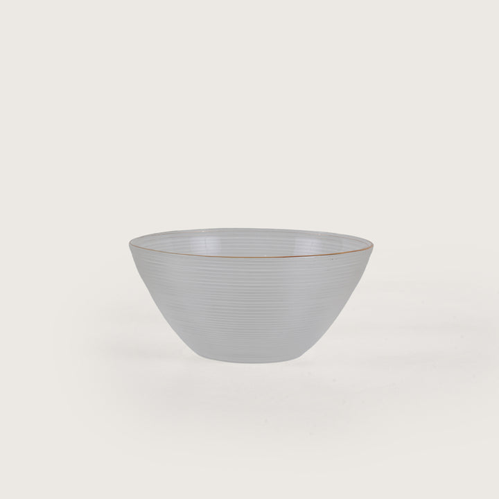 Luxe Glass Serving Bowl Set with Gold Rim – 1 Large Bowl & 6 Individual Bowls