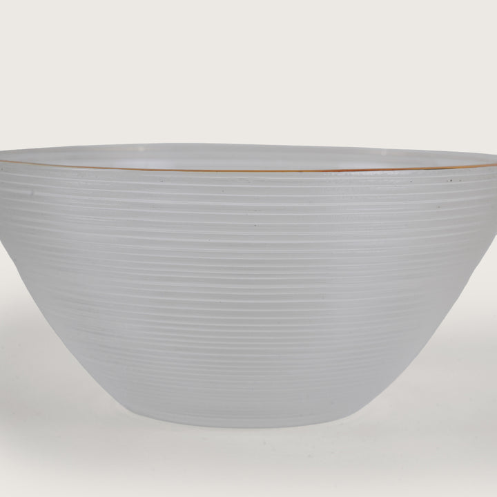 Luxe Glass Serving Bowl Set with Gold Rim – 1 Large Bowl & 6 Individual Bowls